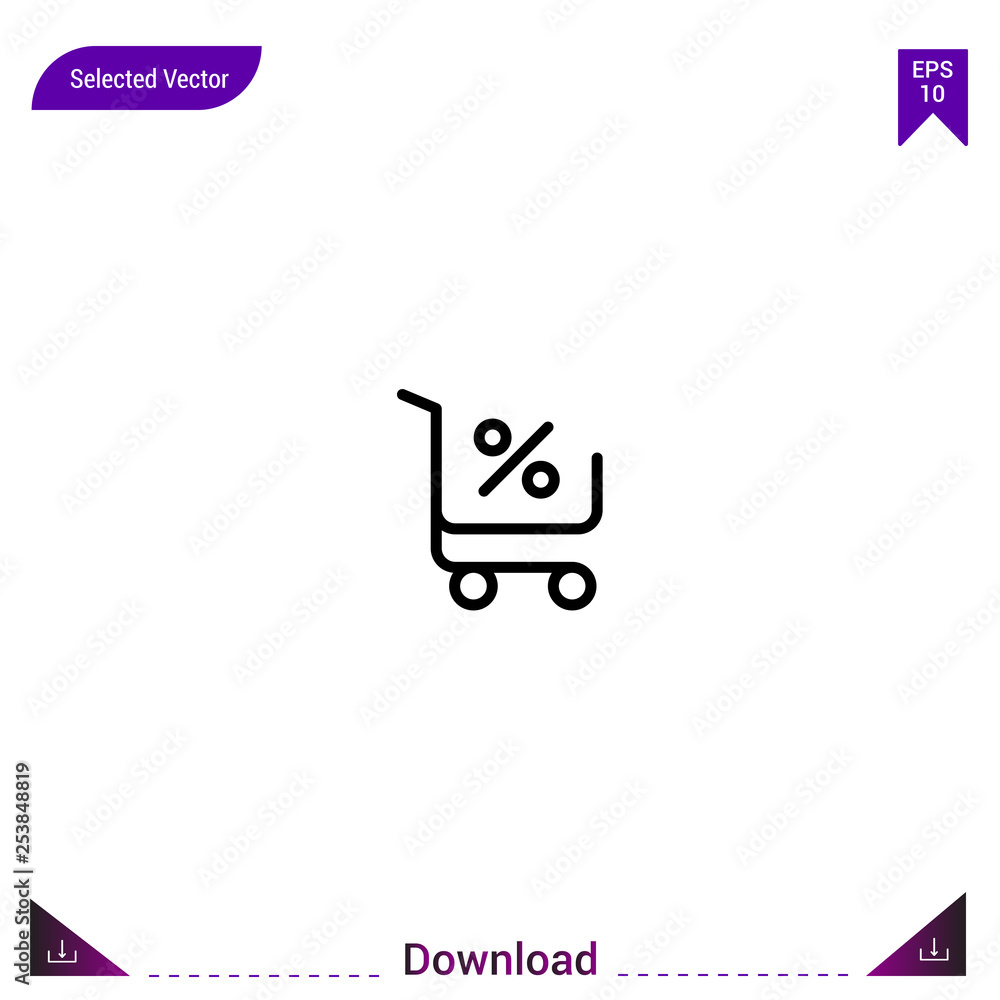 Poster outline shopping-cart icon isolated on white background. line pictogram. mobile application, logo, u