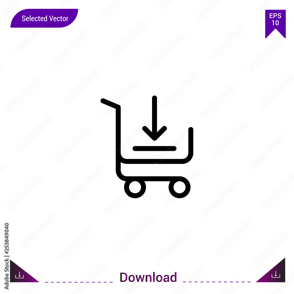 Poster outline shopping-cart icon isolated on white background. line pictogram. mobile application, logo, u