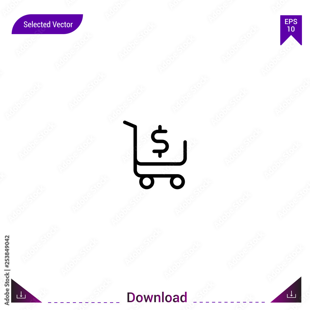Poster outline shopping-cart icon isolated on white background. line pictogram. mobile application, logo, u