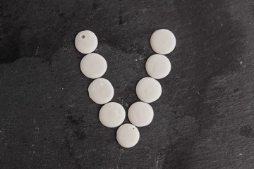 English alphabet lined with white chocolate