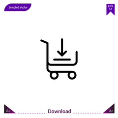 Outline shopping-cart  icon isolated on white background. Line pictogram. mobile application, logo, user interface. Editable stroke. EPS10 format vector