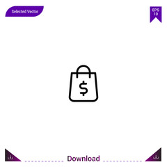 Outline shopping-bag icon isolated on white background. Line pictogram. mobile application, logo, user interface. Editable stroke. EPS10 format vector