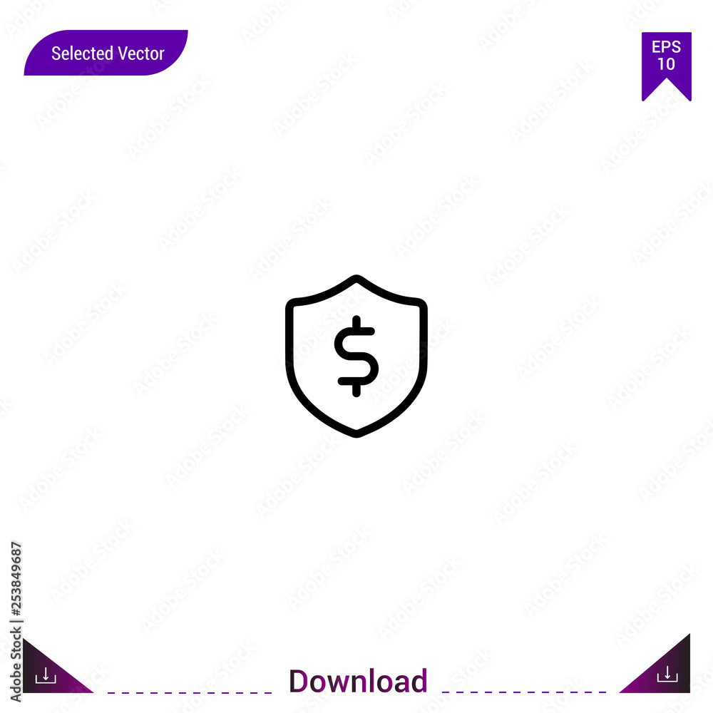 Poster outline shield icon isolated on white background. line pictogram. mobile application, logo, user int