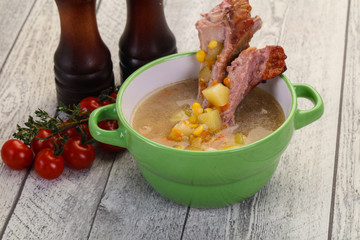 Peas soup with ribs