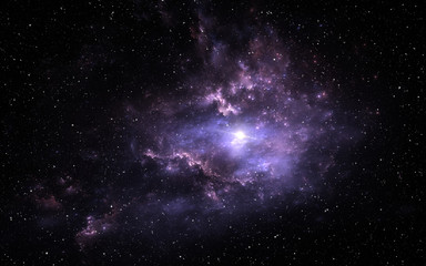 Fototapeta na wymiar Glowing space nebula and stars in deep space