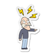 sticker of a cartoon angry old man