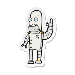 Obraz na płótnie Canvas sticker of a cartoon waving robot