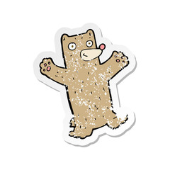 retro distressed sticker of a cartoon bear