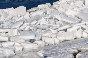 First days of spring on Kyiv sea near Vyshgorod, Ukraine
