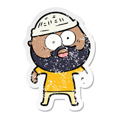 distressed sticker of a cartoon bearded man
