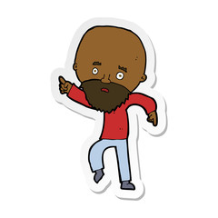 sticker of a cartoon worried old man pointing