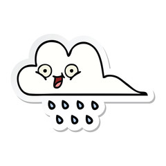 sticker of a cute cartoon rain cloud