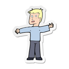 sticker of a cartoon surprised man