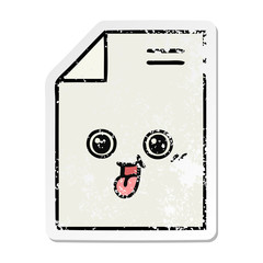 distressed sticker of a cute cartoon sheet of paper