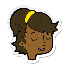 sticker of a cartoon pretty female face