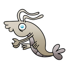 quirky gradient shaded cartoon crayfish