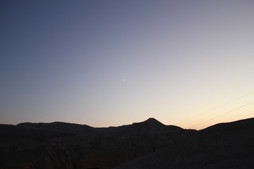 silhouette of mountains at sunset in the Masada national park