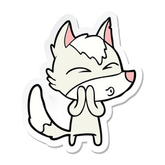 sticker of a cartoon wolf whistling