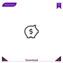 Outline piggy-bank icon isolated on white background. Line pictogram. mobile application, logo, user interface. Editable stroke. EPS10 format vector