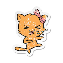 Obraz na płótnie Canvas distressed sticker of a cartoon cat
