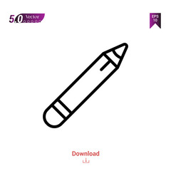 Outline pencil icon isolated on white background. Line pictogram. Graphic design, mobile application, logo, user interface. Editable stroke. EPS10 format vector illustration