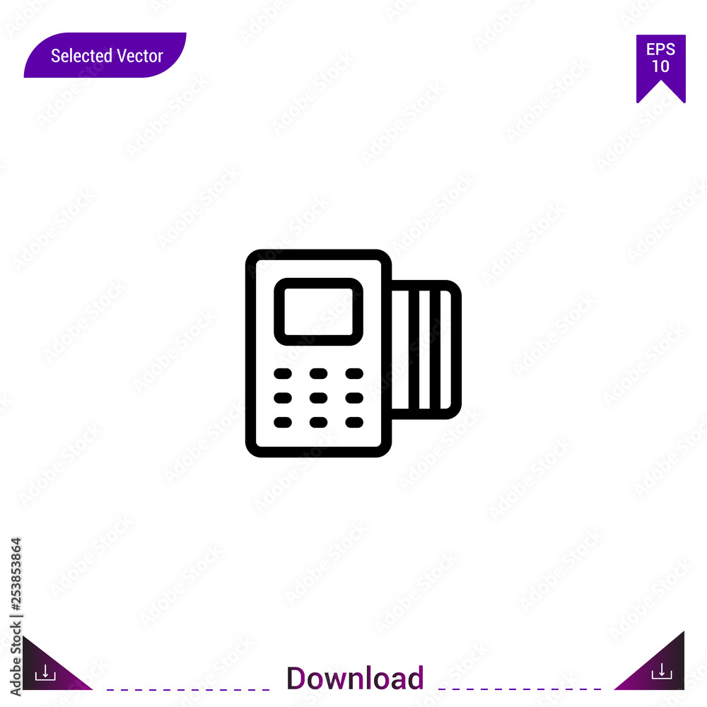Poster outline payment-method icon isolated on white background. line pictogram. mobile application, logo, 