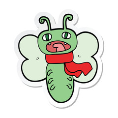 sticker of a funny cartoon butterfly