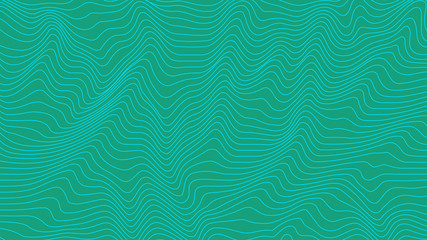 Green colorful curvy geometric lines wave pattern texture on colorful background. Wave Stripe Background. Abstract background with distorted shapes. Illusion of movement, op art pattern.