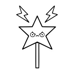 line drawing cartoon magic wand