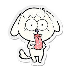 distressed sticker of a cute cartoon dog