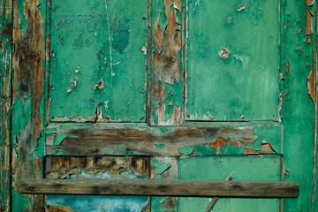 Antique Green Painted Wooden Door Texture