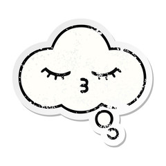 distressed sticker of a cute cartoon thought bubble