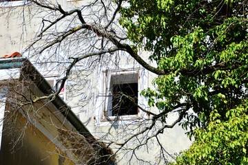 Hotel, Triest, Obelisco, Italien, geschlossen, gesperrt, verlassen, verfallen, Fenster,...