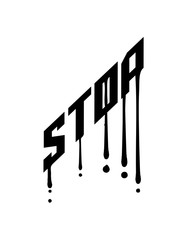stop schwarz tropfen graffiti schluss ende schild anhalten fertig genug ruhe es reicht aus vorbei logo design