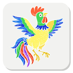 cartoon golden rooster sticker
