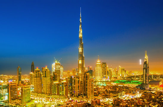 Amazing Dubai skyline with luxury city center, Dubai, United Arab Emirates