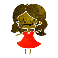 retro cartoon of cute kawaii girl