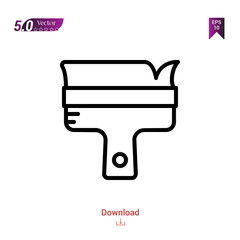 Outline paint-brush icon isolated on white background. Line pictogram. Graphic design, mobile application, logo, user interface. Editable stroke. EPS10 format vector illustration
