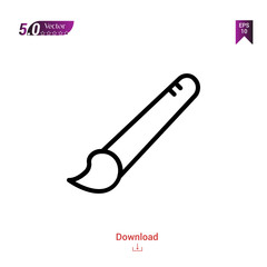 Outline paint-brush icon isolated on white background. Line pictogram. Graphic design, mobile application, logo, user interface. Editable stroke. EPS10 format vector illustration