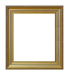 Fototapeta premium Golden frame for paintings, mirrors or photo isolated on white background