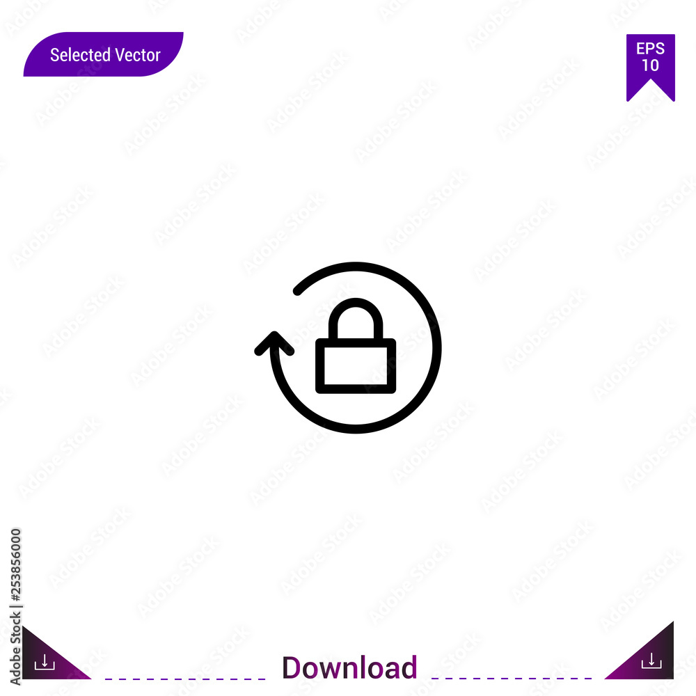 Poster outline padlock icon isolated on white background. line pictogram. mobile application, logo, user in