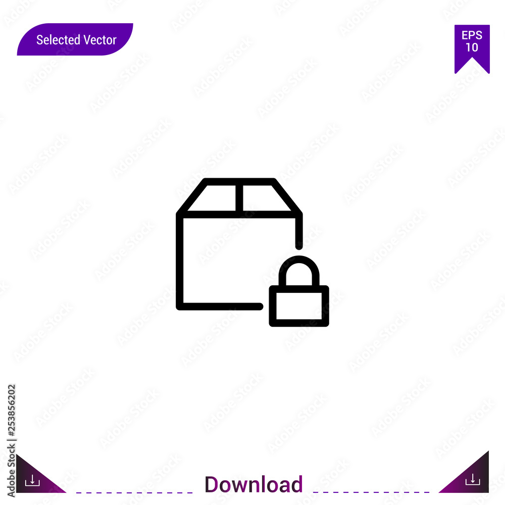 Poster outline package icon isolated on white background. line pictogram. mobile application, logo, user in