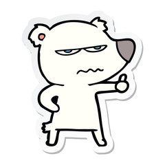 sticker of a angry bear polar cartoon giving thumbs up