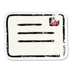 distressed sticker of a cute cartoon letter