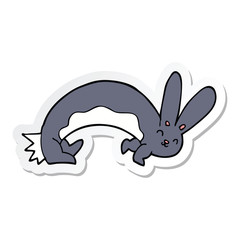 sticker of a funny cartoon rabbit