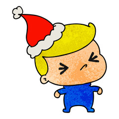 christmas textured cartoon of kawaii boy