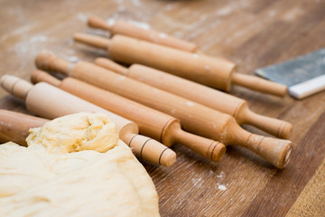 rolling dough for lying on the table