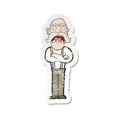 retro distressed sticker of a cartoon shocked old man