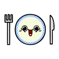 comic book style cartoon dinner plate