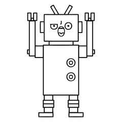 line drawing cartoon angry robot